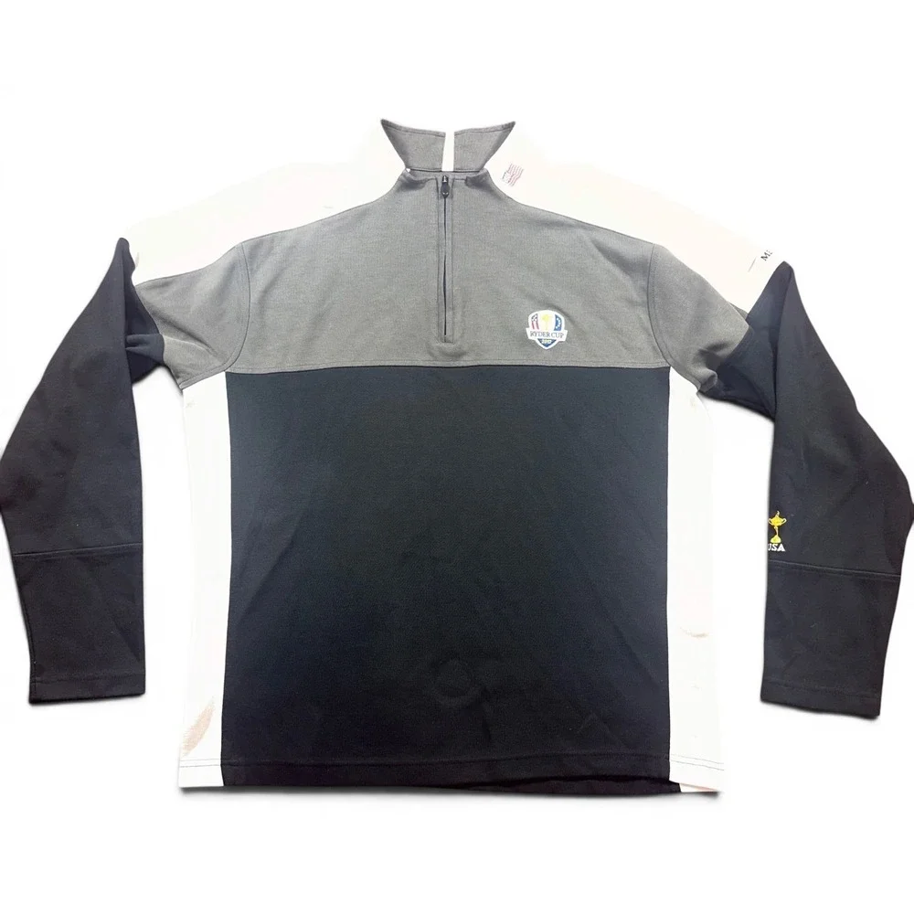 Ahead Pullover Mens Large Black 2012 Ryder Cup Medinah USA 1/4 Zip Golf Sweater